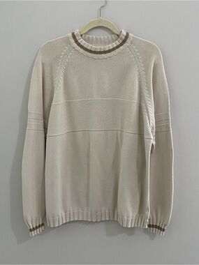Vintage Columbia Sportswear Company Mens XL Cream Knit Raglan Crewneck Sweater